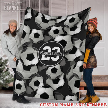 litzzy Personalized Soccer 3D Balls Fleece Blankets - Tlty1311201 Quilt Blanket 60x80  