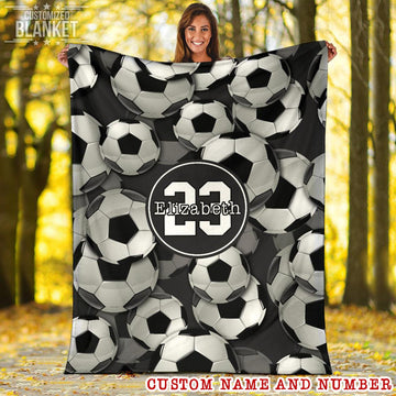 litzzy Personalized Soccer 3D Balls Fleece Blankets - Tlty1311201 Quilt Blanket 50x60  