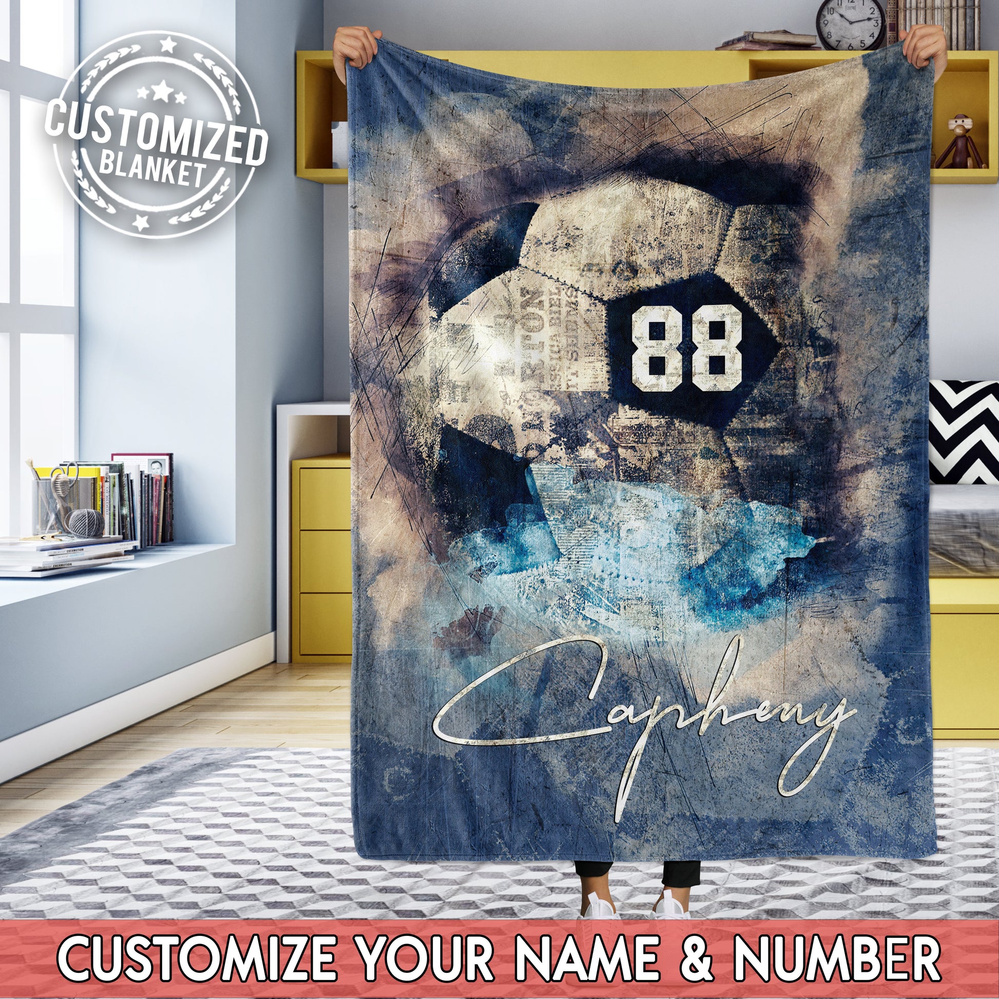 litzzy Personalized Soccer Abstract Fleece Blanket - Tltm3011201 Quilt Blanket 50x60  