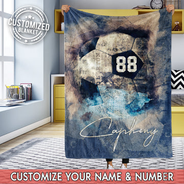 litzzy Personalized Soccer Abstract Fleece Blanket - Tltm3011201 Quilt Blanket 50x60  