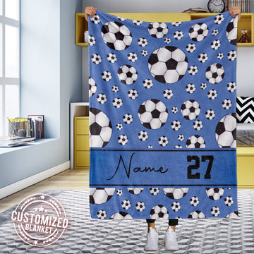 litzzy Personalized Soccer Balls Collection Fleece Blanket - Tltm0511202Ha Quilt Blanket   
