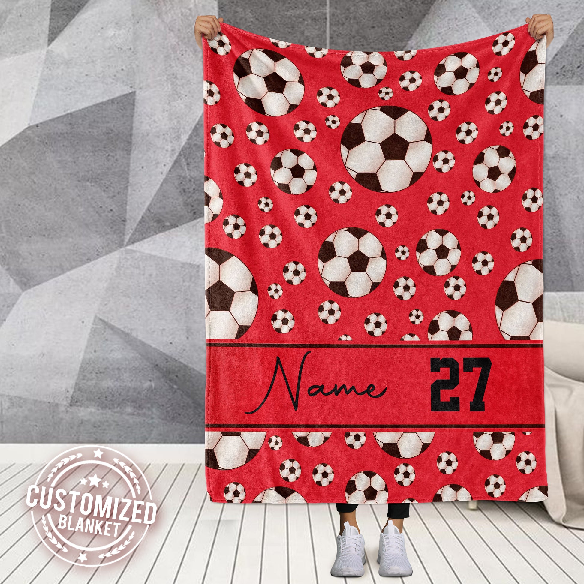 litzzy Personalized Soccer Balls Collection Fleece Blanket - Tltm0511202Ha Quilt Blanket   