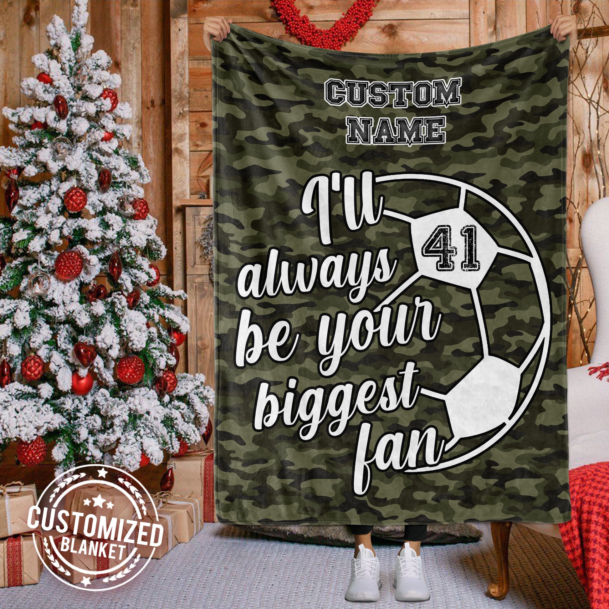 litzzy Personalized Soccer Biggest Fan Fleece Blanket - Latg0212203 Quilt Blanket DARK GREEN 50 X 60 