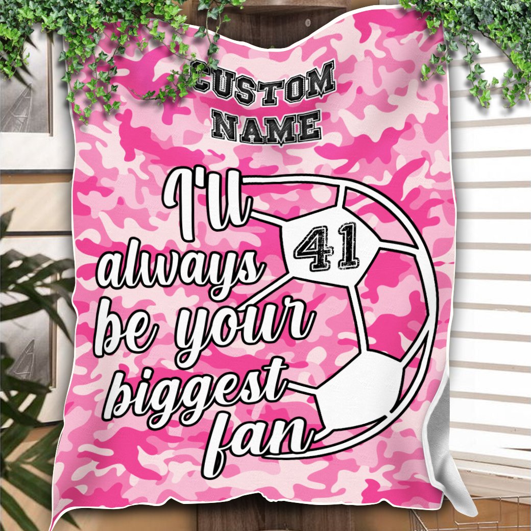 litzzy Personalized Soccer Biggest Fan Fleece Blanket - Latg0212203 Quilt Blanket PINK 50 X 60 