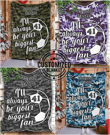 litzzy Personalized Soccer Biggest Fan Fleece Blanket - Latg0212203 Quilt Blanket CUSTOM COLOR 50 X 60 