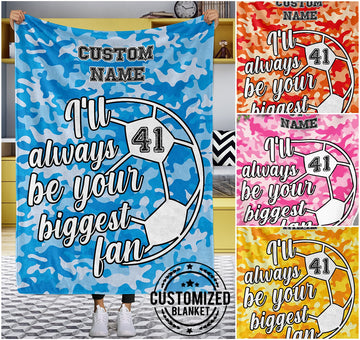 litzzy Personalized Soccer Biggest Fan Fleece Blanket - Latg0212203 Quilt Blanket   