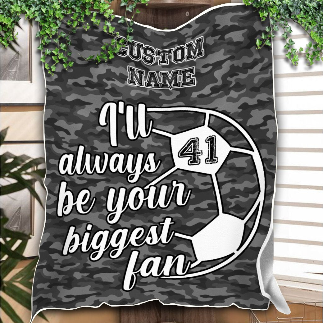 litzzy Personalized Soccer Biggest Fan Fleece Blanket - Latg0212203 Quilt Blanket DARK GRAY 50 X 60 
