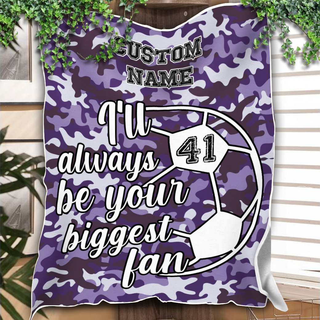 litzzy Personalized Soccer Biggest Fan Fleece Blanket - Latg0212203 Quilt Blanket PURPLE 50 X 60 