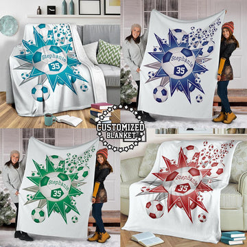 litzzy Personalized Soccer Blowout Fleece Blanket - Tltm2411202 Quilt Blanket CUSTOM COLOR 50 X 60 