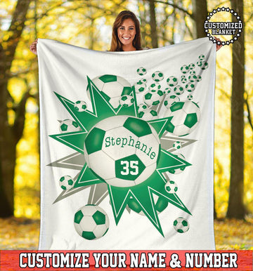 litzzy Personalized Soccer Blowout Fleece Blanket - Tltm2411202 Quilt Blanket   