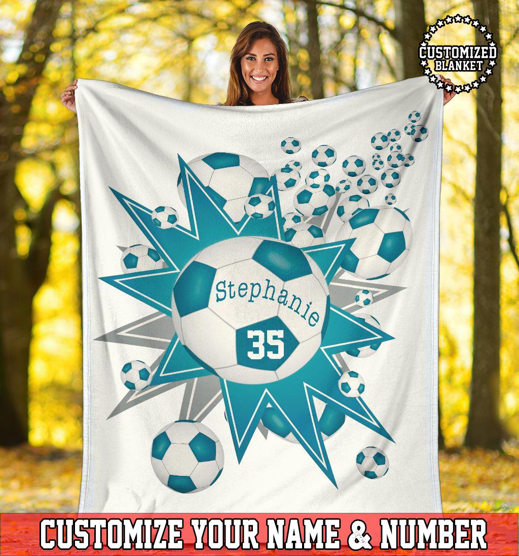 litzzy Personalized Soccer Blowout Fleece Blanket - Tltm2411202 Quilt Blanket   