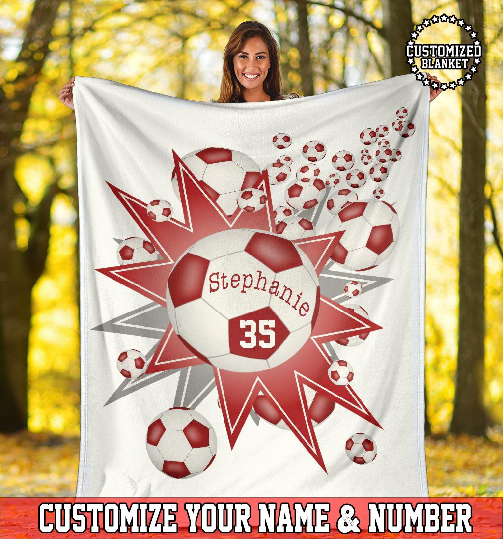 litzzy Personalized Soccer Blowout Fleece Blanket - Tltm2411202 Quilt Blanket   