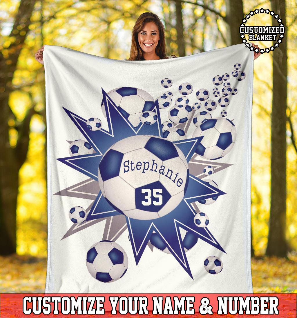 litzzy Personalized Soccer Blowout Fleece Blanket - Tltm2411202 Quilt Blanket   