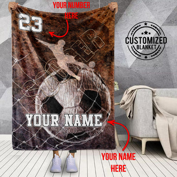 litzzy Personalized Soccer Player Kicking Ball Fleece Blanket - Tlnb03112201 Quilt Blanket 60x80  