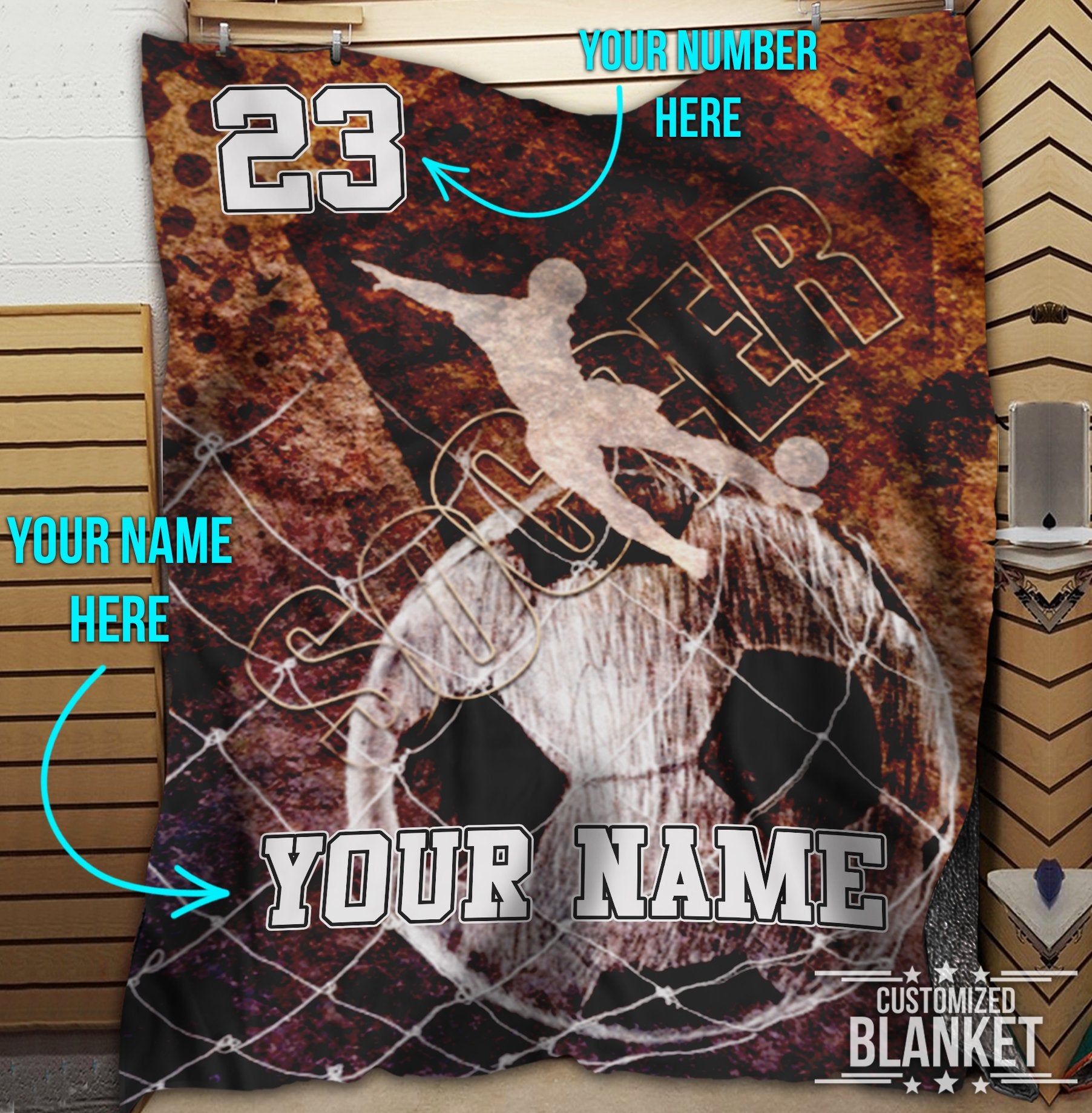 litzzy Personalized Soccer Player Kicking Ball Fleece Blanket - Tlnb03112201 Quilt Blanket 50x60  