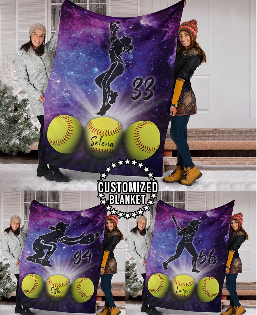 litzzy Personalized Softball Fleece Blanket - Lath2311202Ki Quilt Blanket   