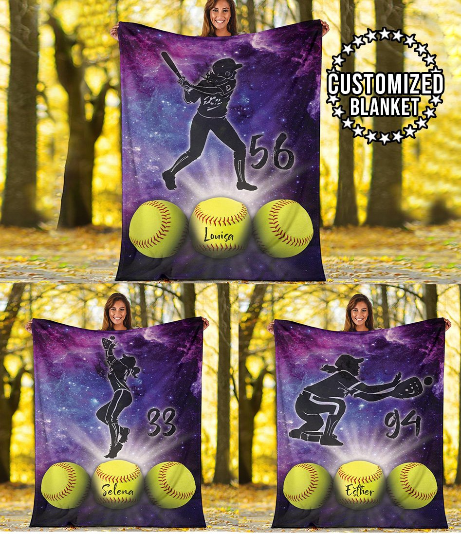 litzzy Personalized Softball Fleece Blanket - Lath2311202Ki Quilt Blanket   