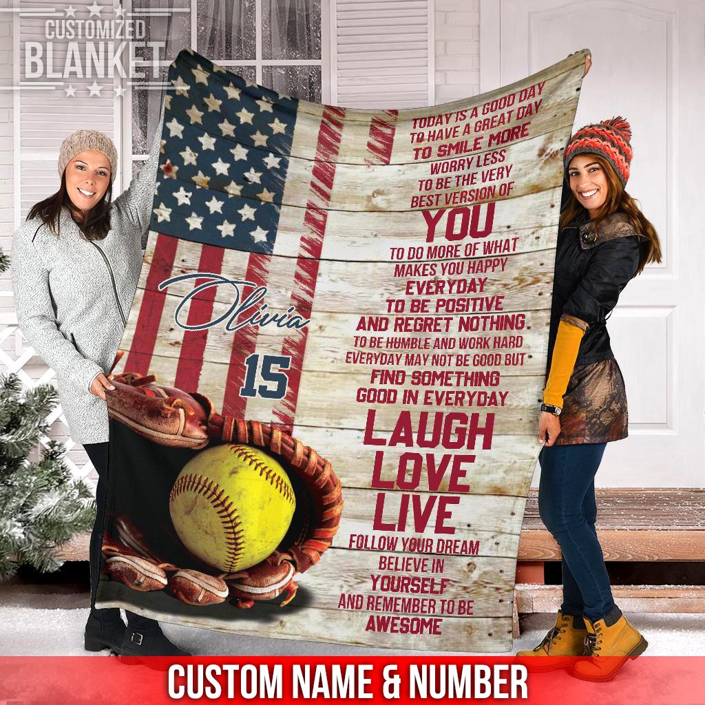 litzzy Personalized Softball Today Is A Good Day - Tlnb2511201 Quilt Blanket 50x60  