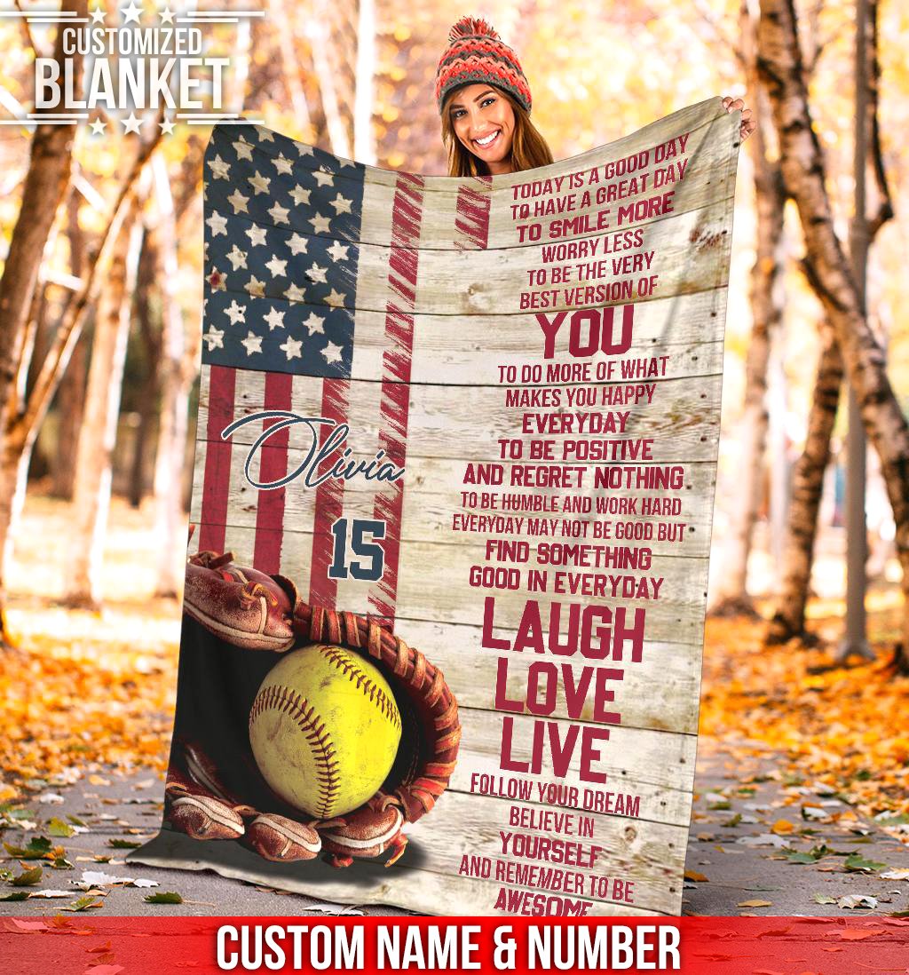 litzzy Personalized Softball Today Is A Good Day - Tlnb2511201 Quilt Blanket 60x80  