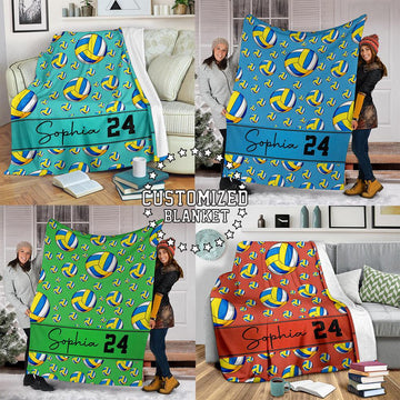 litzzy Personalized Volleyball Balls Fleece Blanket - Tltm0911202 Quilt Blanket CUSTOM COLOR 50 X 60 