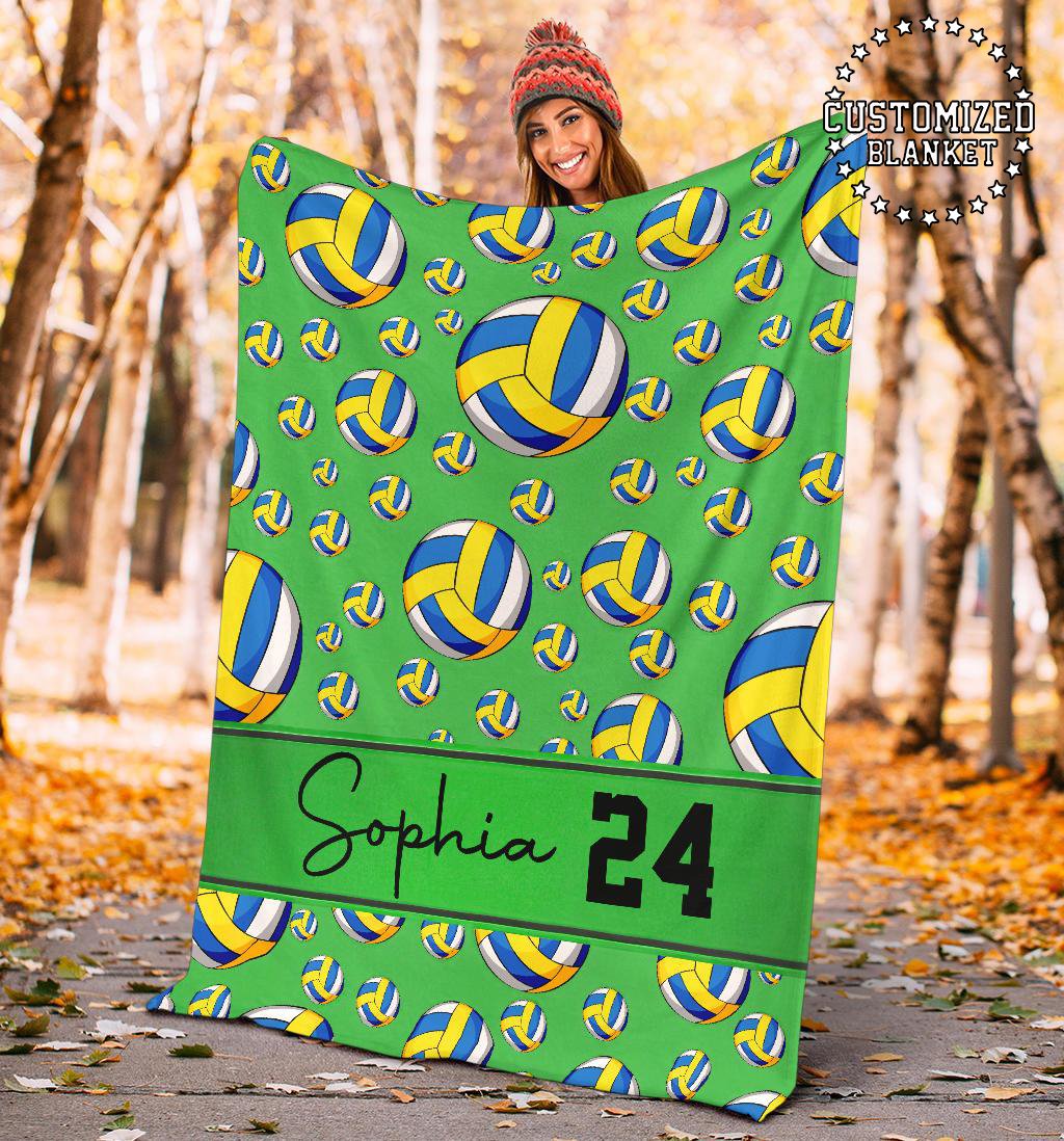 litzzy Personalized Volleyball Balls Fleece Blanket - Tltm0911202 Quilt Blanket GREEN 50 X 60 