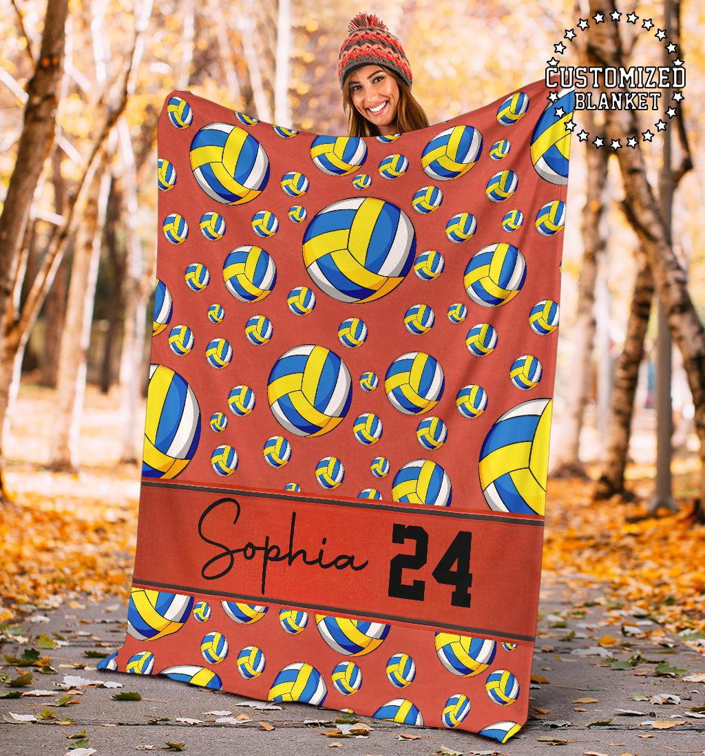 litzzy Personalized Volleyball Balls Fleece Blanket - Tltm0911202 Quilt Blanket RED 50 X 60 