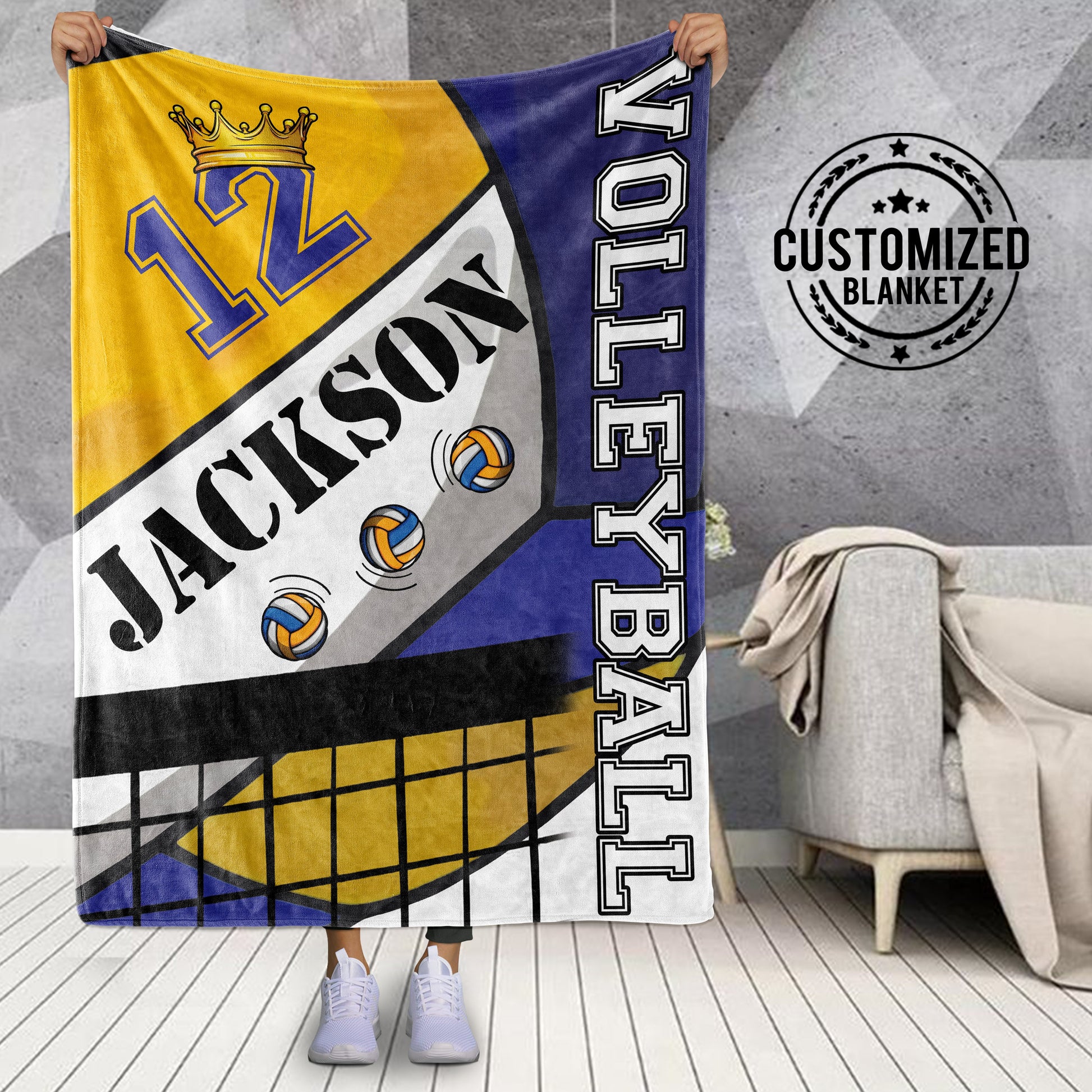 litzzy Personalized Volleyball Fleece Blanket - Laci0112201 Quilt Blanket 50x60  