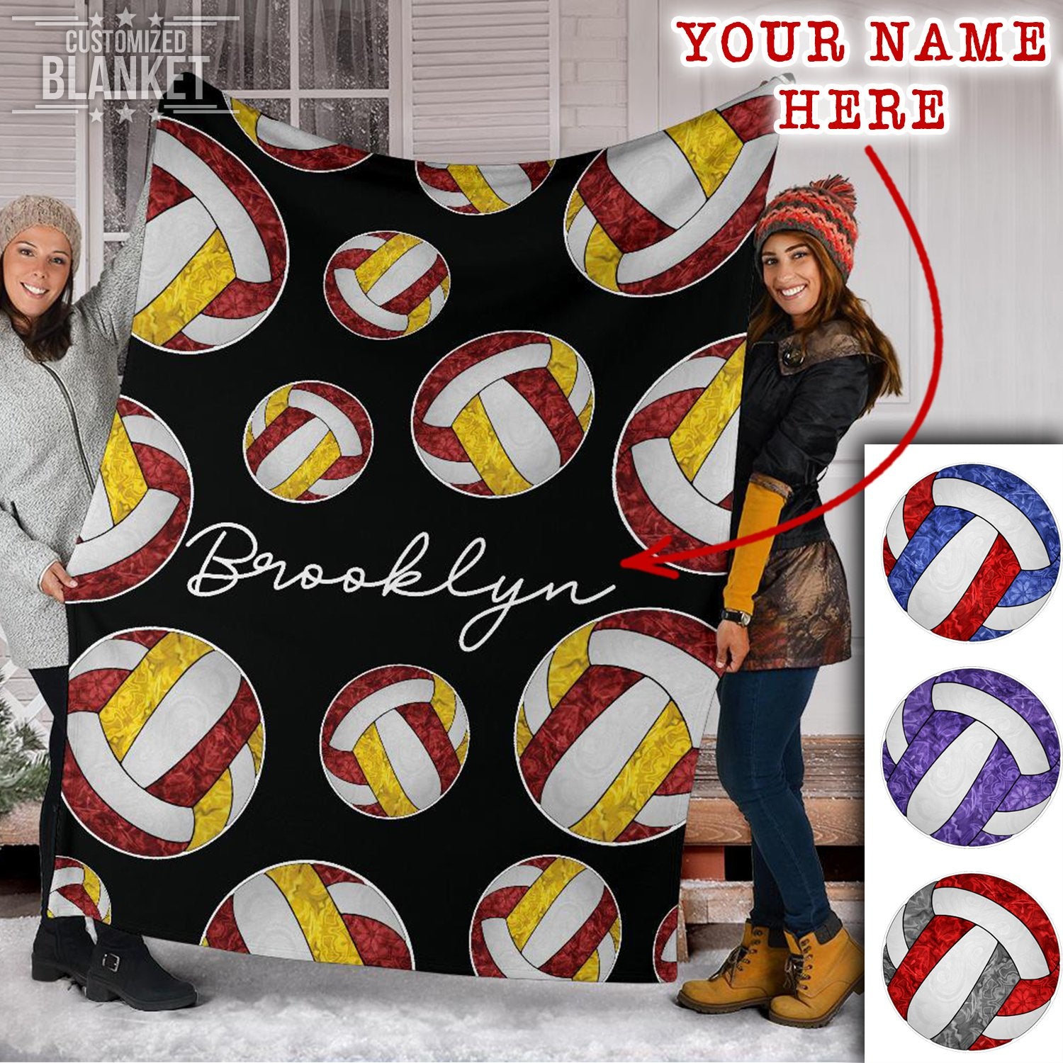 litzzy Personalized Volleyball Pattern Color Collection Fleece Blanket - Ty101120 Quilt Blanket   