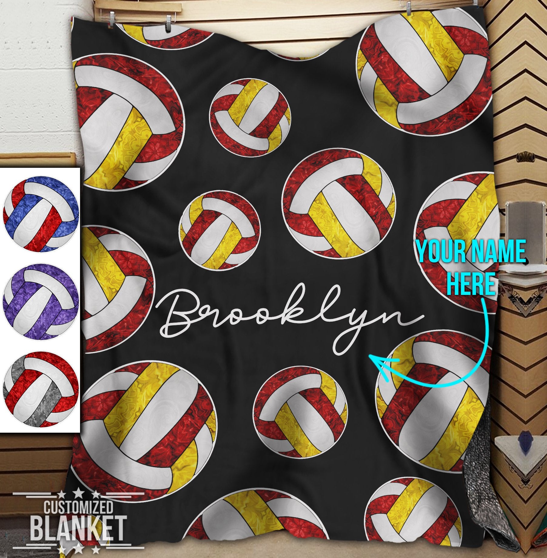 litzzy Personalized Volleyball Pattern Color Collection Fleece Blanket - Ty101120 Quilt Blanket   