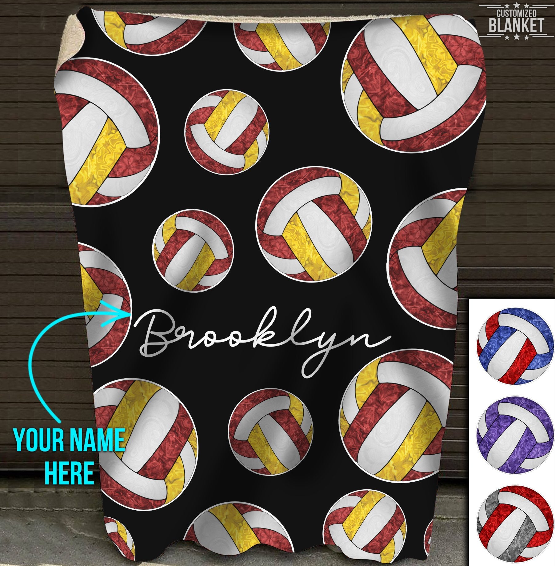 litzzy Personalized Volleyball Pattern Color Collection Fleece Blanket - Ty101120 Quilt Blanket   