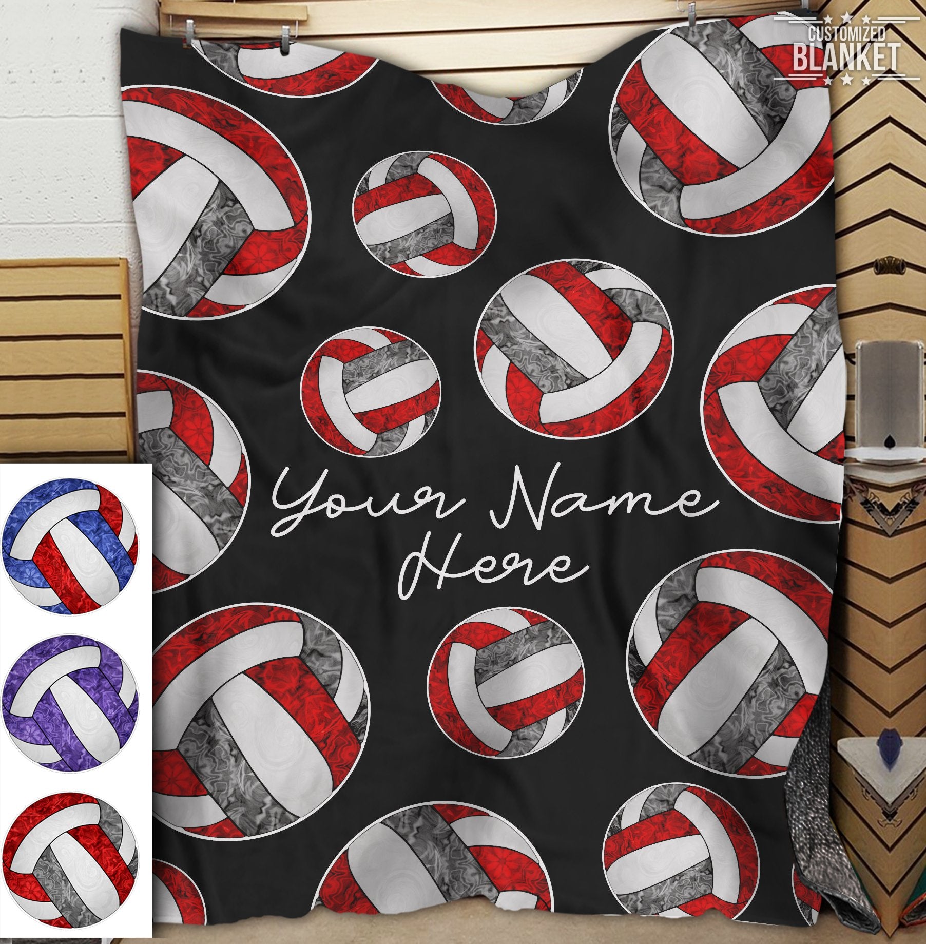 litzzy Personalized Volleyball Pattern Color Collection Fleece Blanket - Ty101120 Quilt Blanket CUSTOM COLOR 50 X 60 