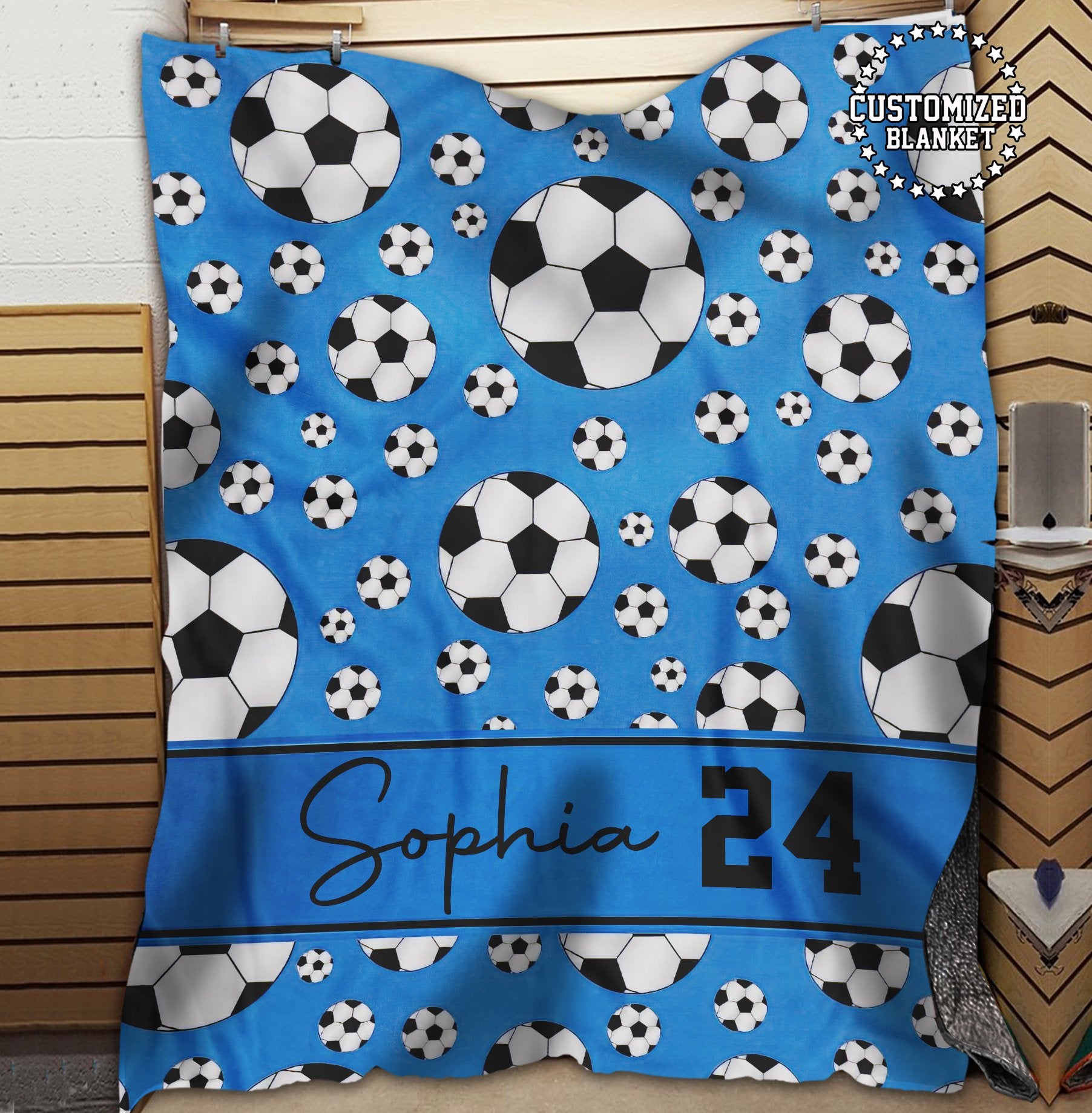 litzzy Personalized Soccer Balls Collection Fleece Blanket - Tltm0511202Ha Quilt Blanket   