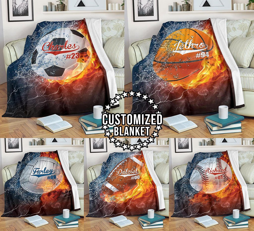 litzzy Personalized Sport Water Fire Fleece Blanket - Lath1611204 Quilt Blanket   