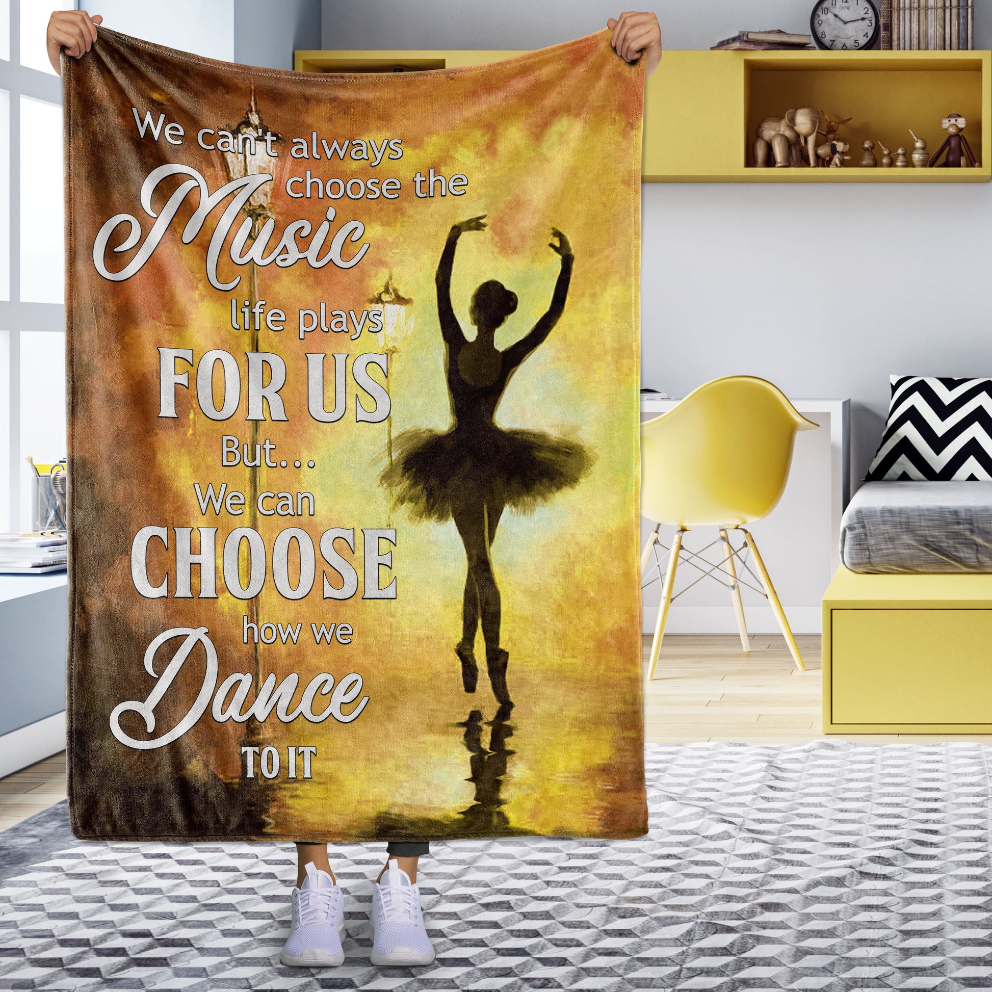 litzzy We Can'T Always Choose The Music Fleece Blanket - Lath3011202 Quilt Blanket YELLOW 50 X 60 