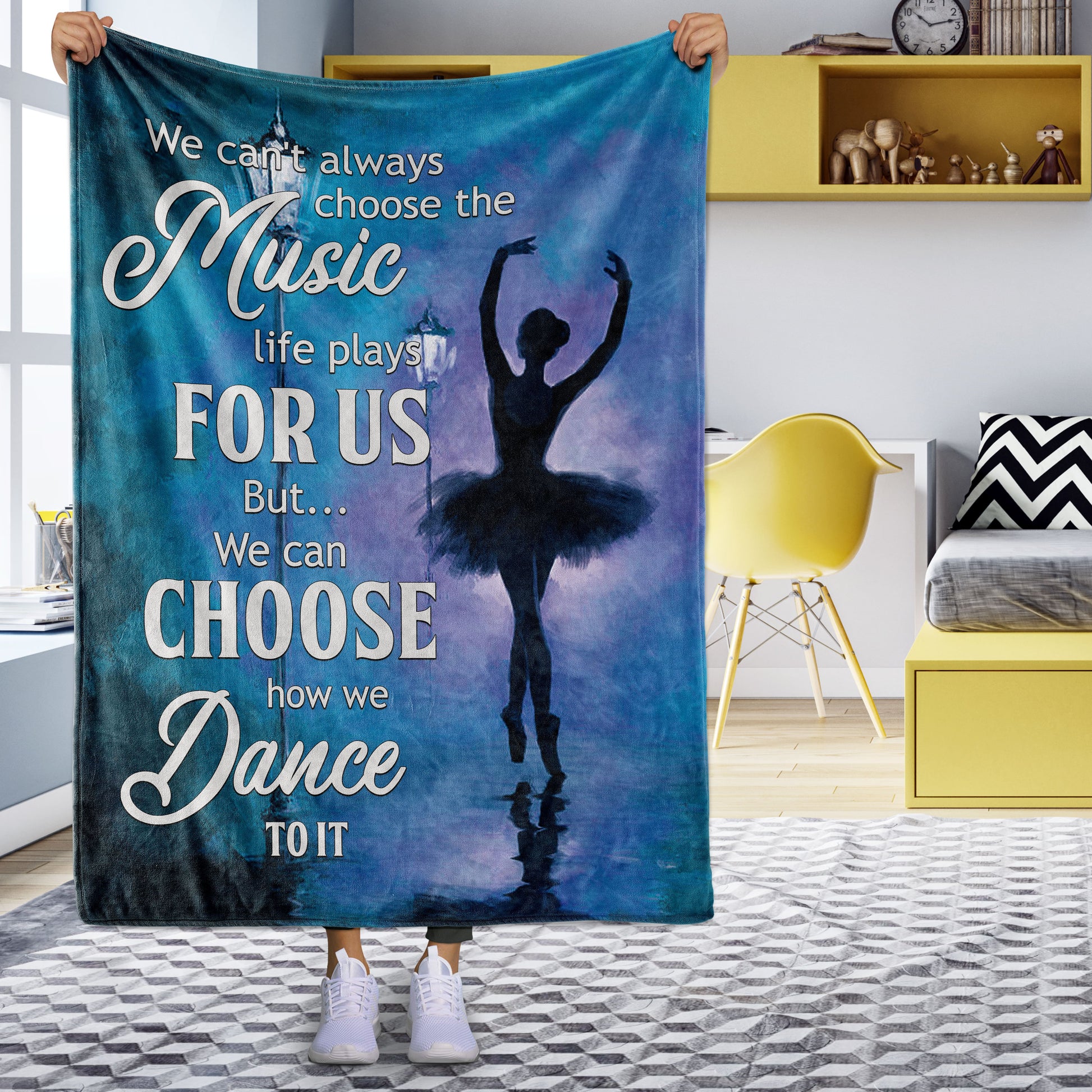 litzzy We Can'T Always Choose The Music Fleece Blanket - Lath3011202 Quilt Blanket BLUE 50 X 60 