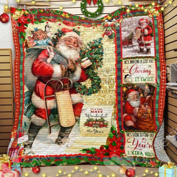 litzzy Santa Christmas CL15100347MDQ Fleece Blanket Quilt Blanket   