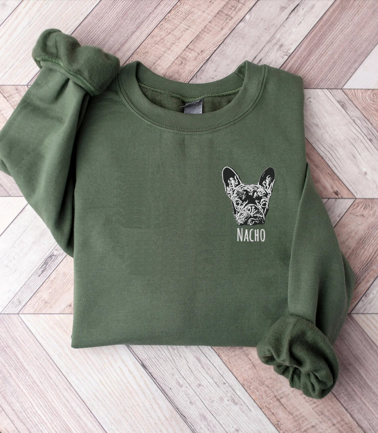 litzzy Custom Dog Embroidered, Dog Photo Embroidered Sweatshirt | Embroidered Custom Pet Portrait Sweatshirt, Hoodie, Tshirt For Pet Lover Embroidered Shirt   