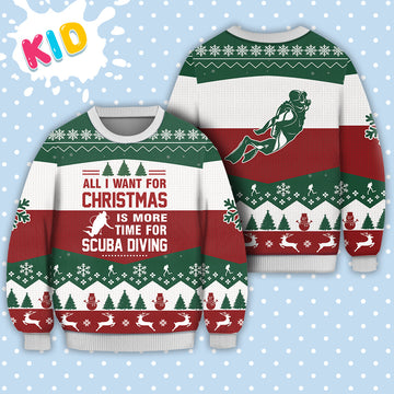 litzzy Scuba Diving All I Want For Christmas Sweater Christmas Knitted Print Sweatshirt - Best Gift For Christmas, Noel Malalan - Christmas Signature - Ugly Christmas Sweater Sweater Kid XS 