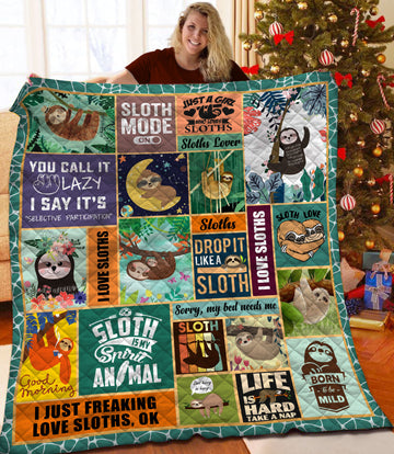 litzzy Sloth Fleece Blanket HQT2011209 Quilt Blanket   