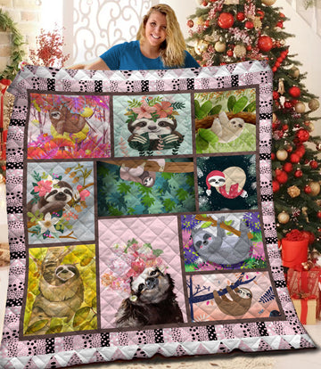 litzzy Sloth Fleece Blanket HQT2011217 Quilt Blanket   
