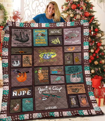 litzzy Sloth Fleece Blanket HQT2011219 Quilt Blanket   