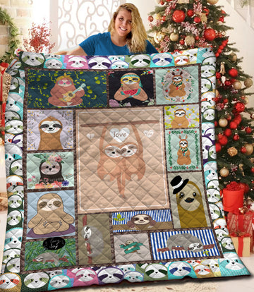 litzzy Sloth Fleece Blanket HQT2011223 Quilt Blanket   