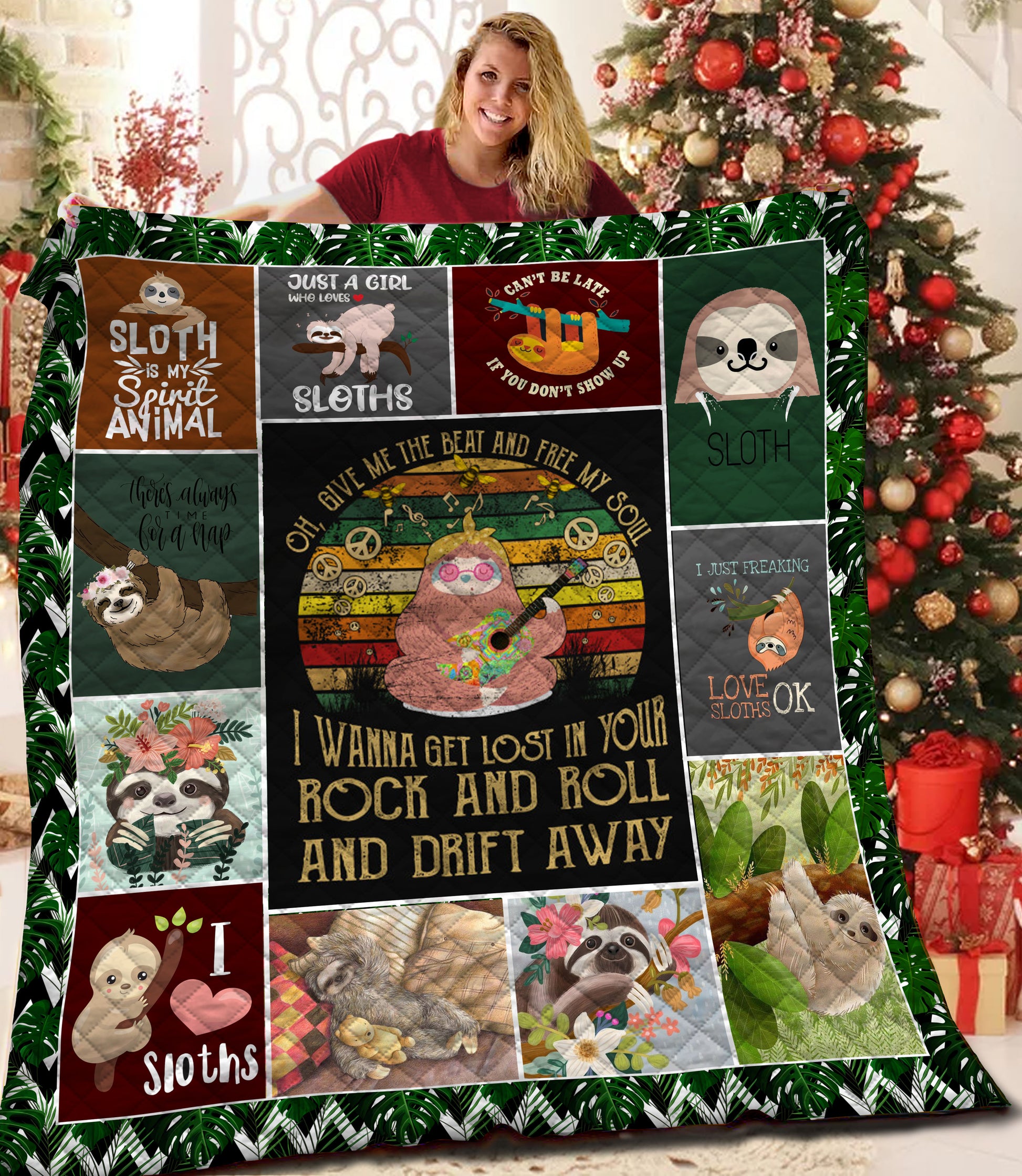 litzzy Sloth Fleece Blanket HQT2011228 Quilt Blanket   