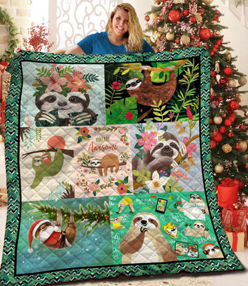 litzzy Sloth Fleece Blanket HQT2011231 Quilt Blanket   