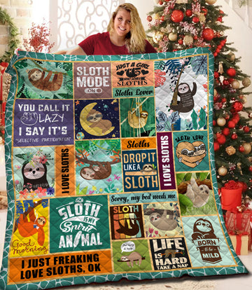 litzzy Sloth HQT1610153 Fleece Blanket Quilt Blanket   