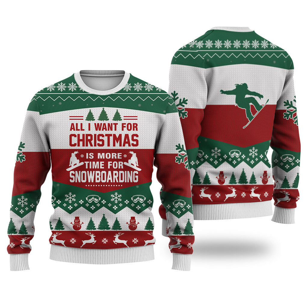 litzzy Snowboarding All I Want For Christmas Sweater Christmas Knitted Print Sweatshirt - Best Gift For Christmas, Noel Malalan - Christmas Signature - Ugly Christmas Sweater Sweater Adults XS 