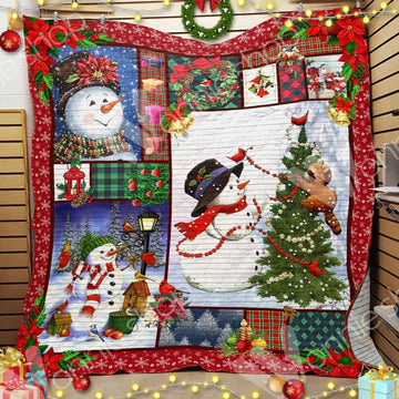 litzzy Snowman Christmas 6 GS-CL-LD3110 Fleece Blanket Quilt Blanket   
