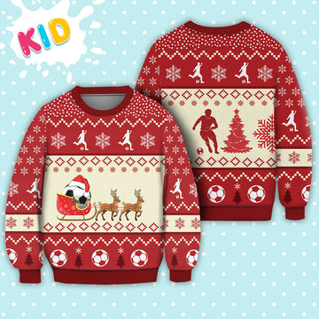 litzzy Soccer Reindeer Christmas Sweater Christmas Knitted Print Sweatshirt - Best Gift For Christmas, Noel Malalan - Ugly Christmas Sweater TB82857 Sweater Kid S 