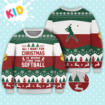 litzzy Softball All I Want For Christmas Sweater Christmas Knitted Print Sweatshirt - Best Gift For Christmas, Noel Malalan - Christmas Signature - Ugly Christmas Sweater TB82690 Sweater Kid XS 