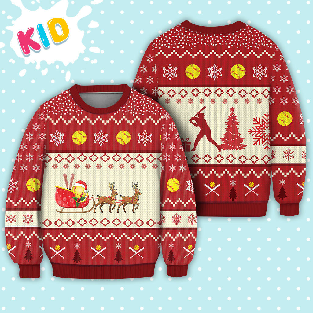 litzzy Softball Reindeer Christmas Sweater Christmas Knitted Print Sweatshirt - Best Gift For Christmas, Noel Malalan - Ugly Christmas Sweater Sweater Kid XS 